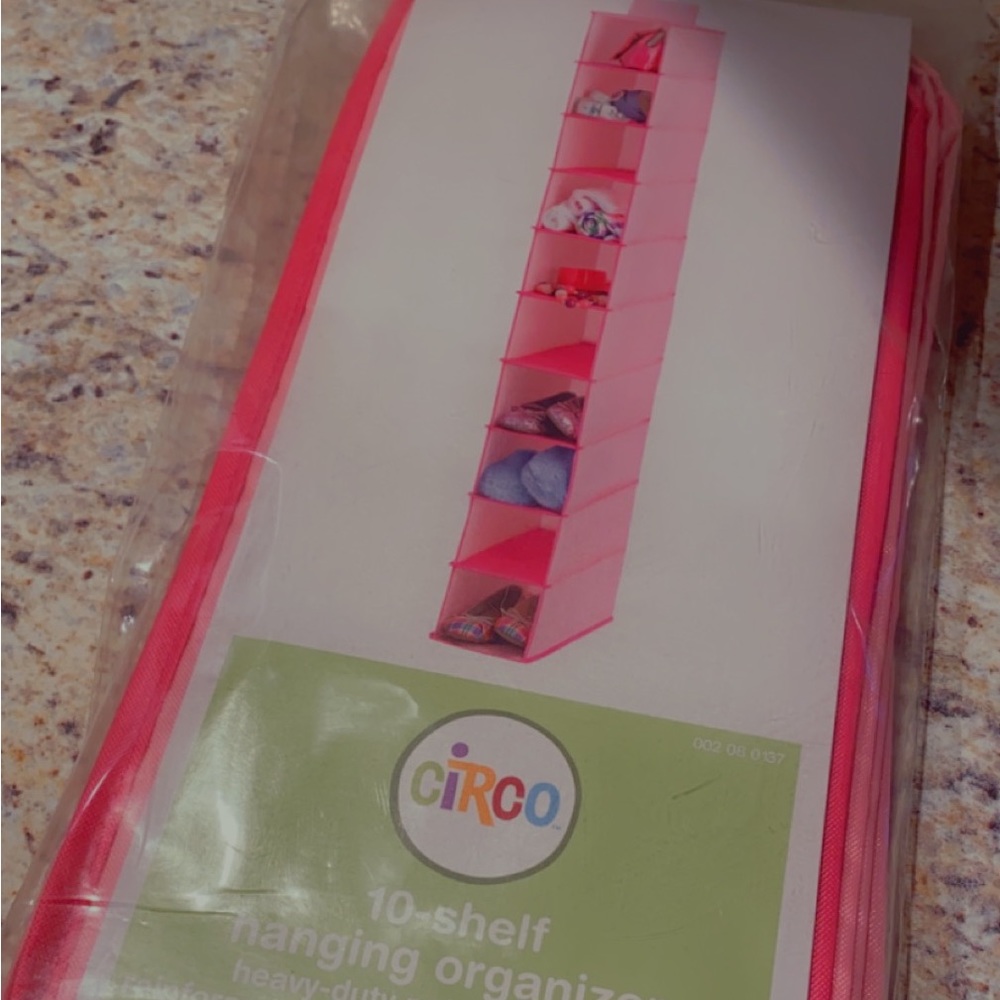 Pink shoe hanging organizer